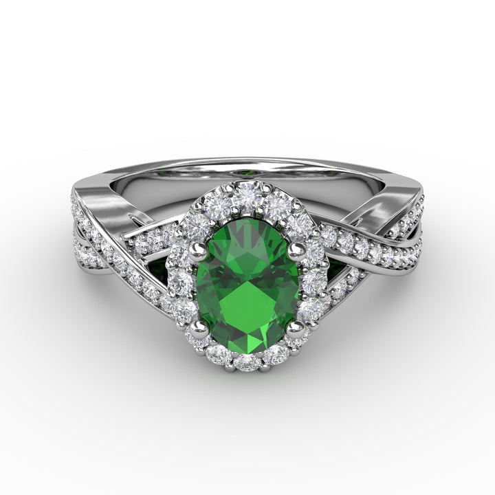 Look of Love Emerald and Diamond Criss-Cross Ring