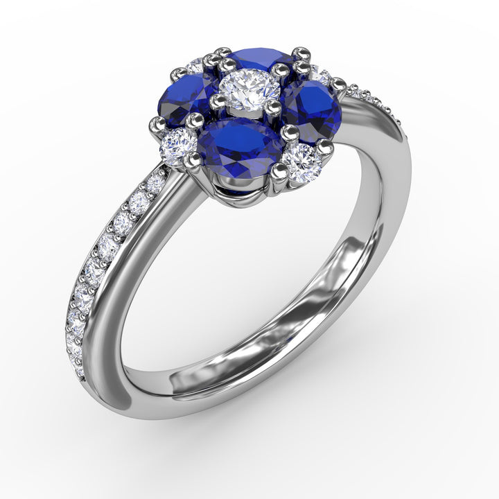 Floral Sapphire and Diamond Ring