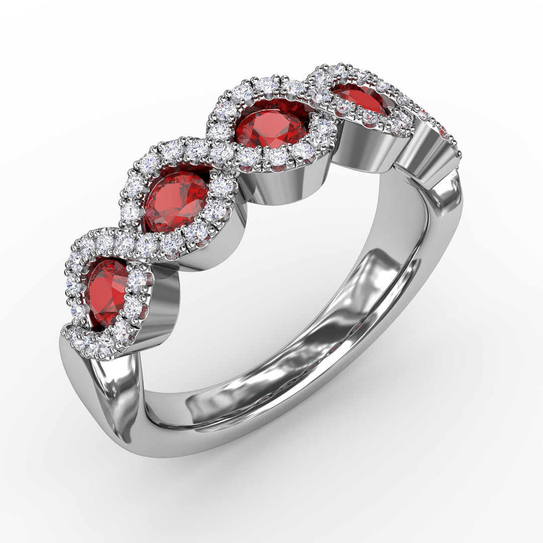 Hold Me Close Ruby and Diamond Twist Ring