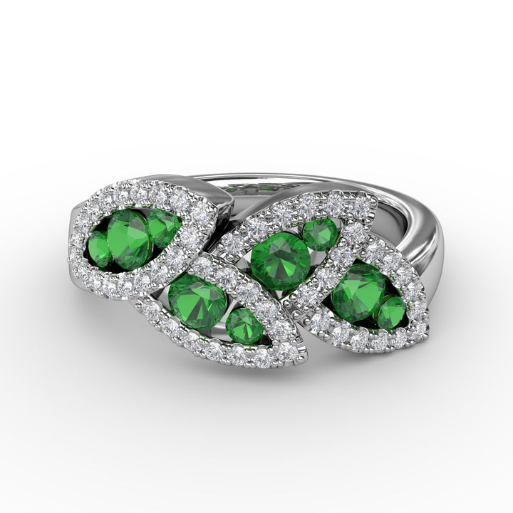 Glam Galore Emerald and Diamond Leaf Ring