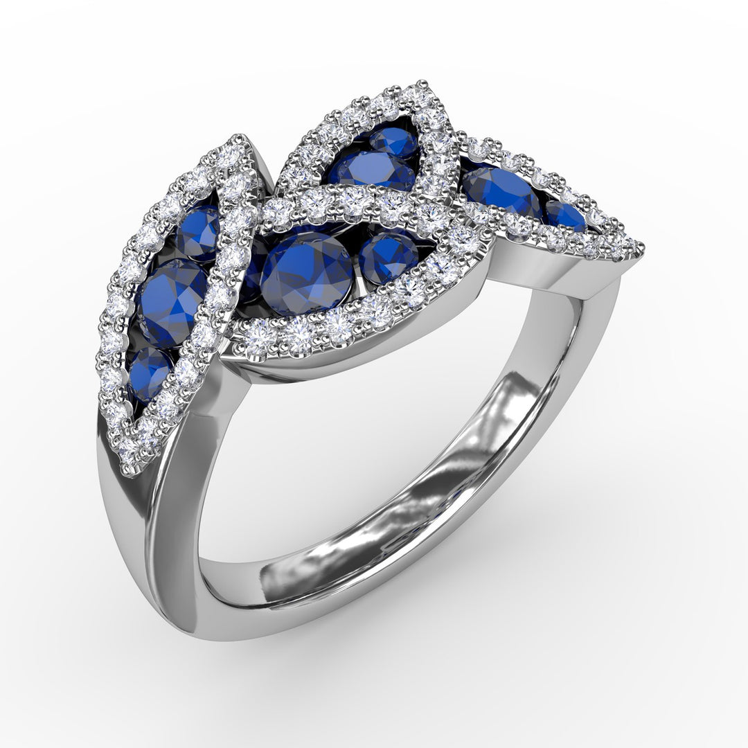 Glam Galore Sapphire and Diamond Leaf Ring