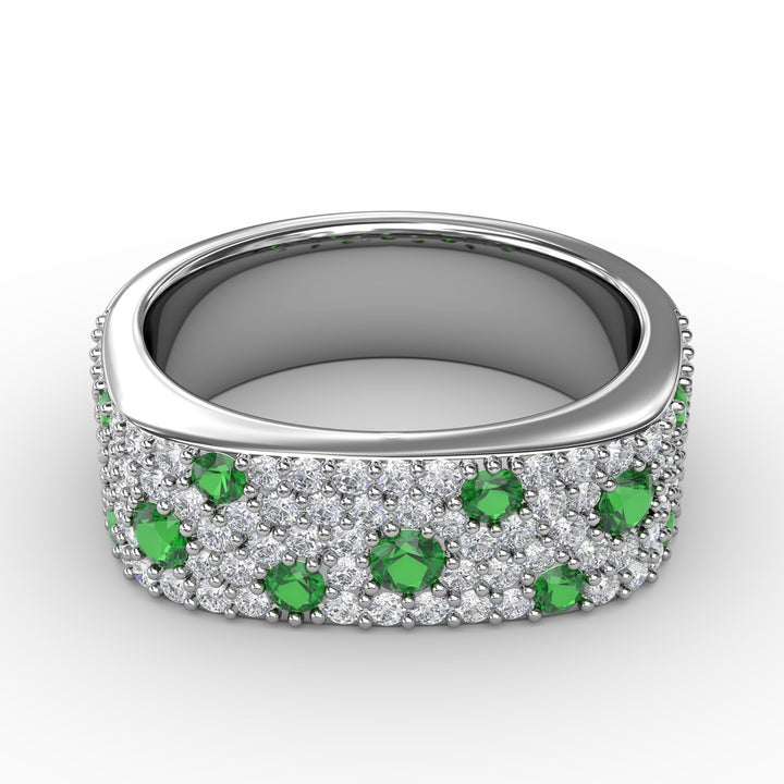 Under the Stars Emerald-Speckled Diamond Ring