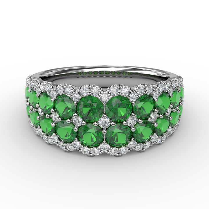 Get Sentimental Emerald and Diamond Double Row Ring