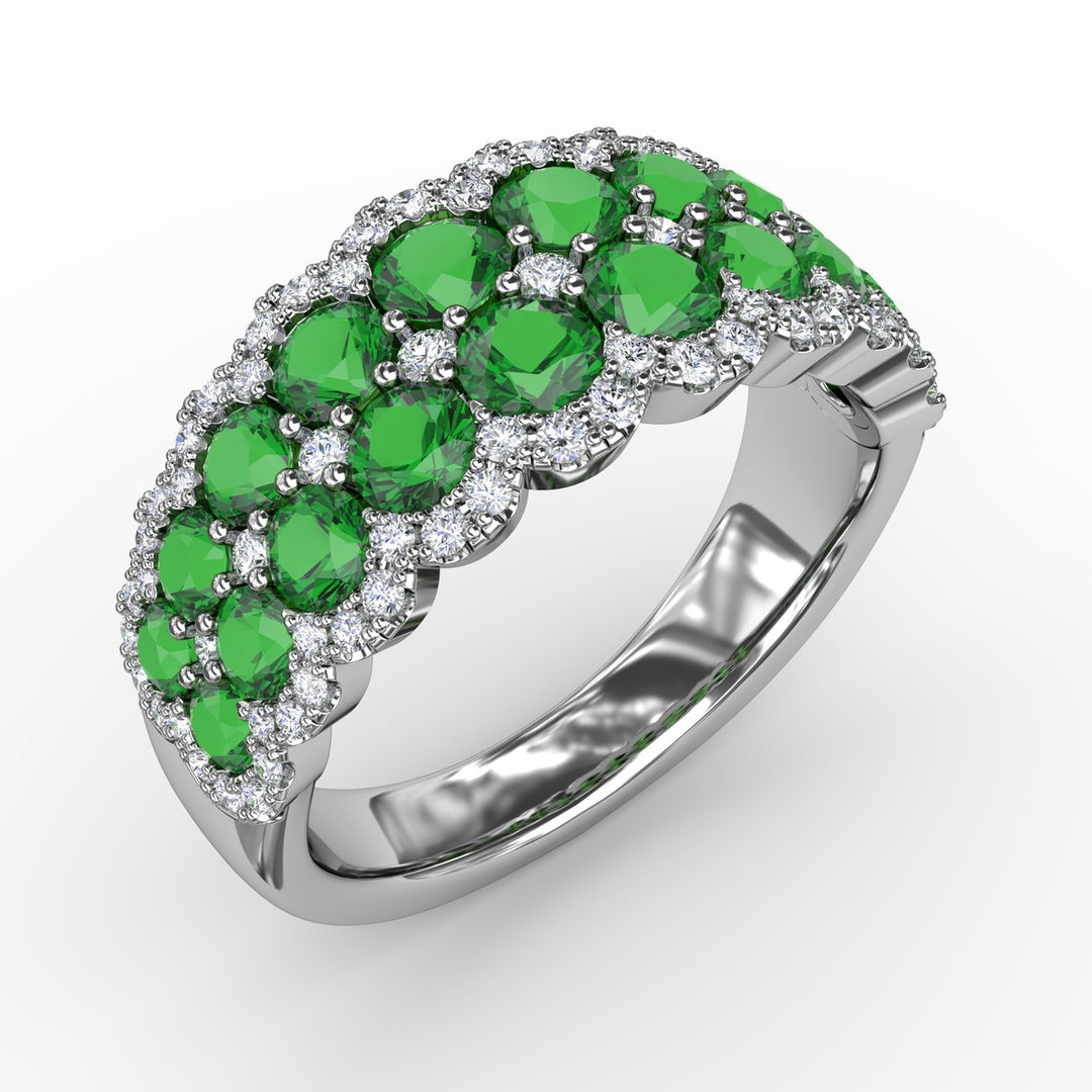 Get Sentimental Emerald and Diamond Double Row Ring