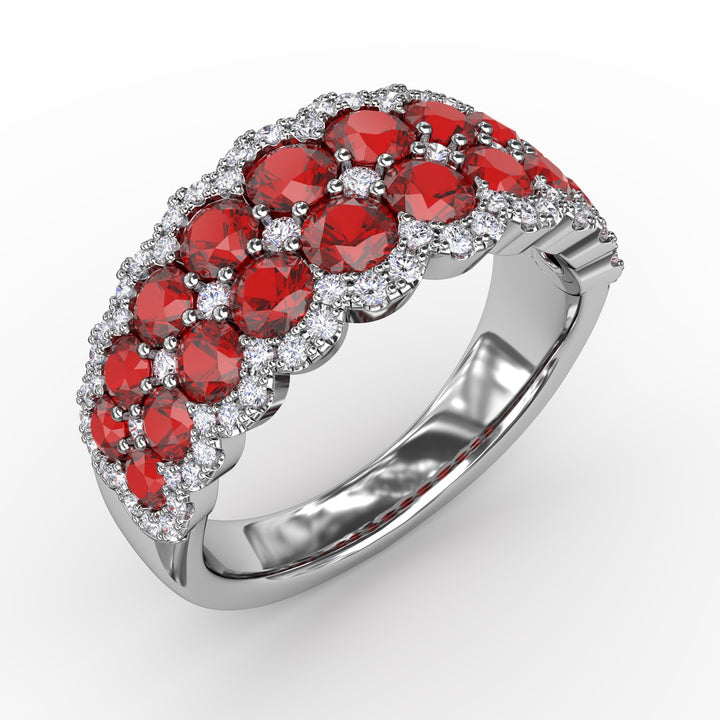 Get Sentimental Ruby and Diamond Double Row Ring