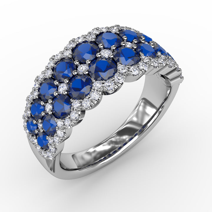 Get Sentimental Sapphire and Diamond Double Row Ring