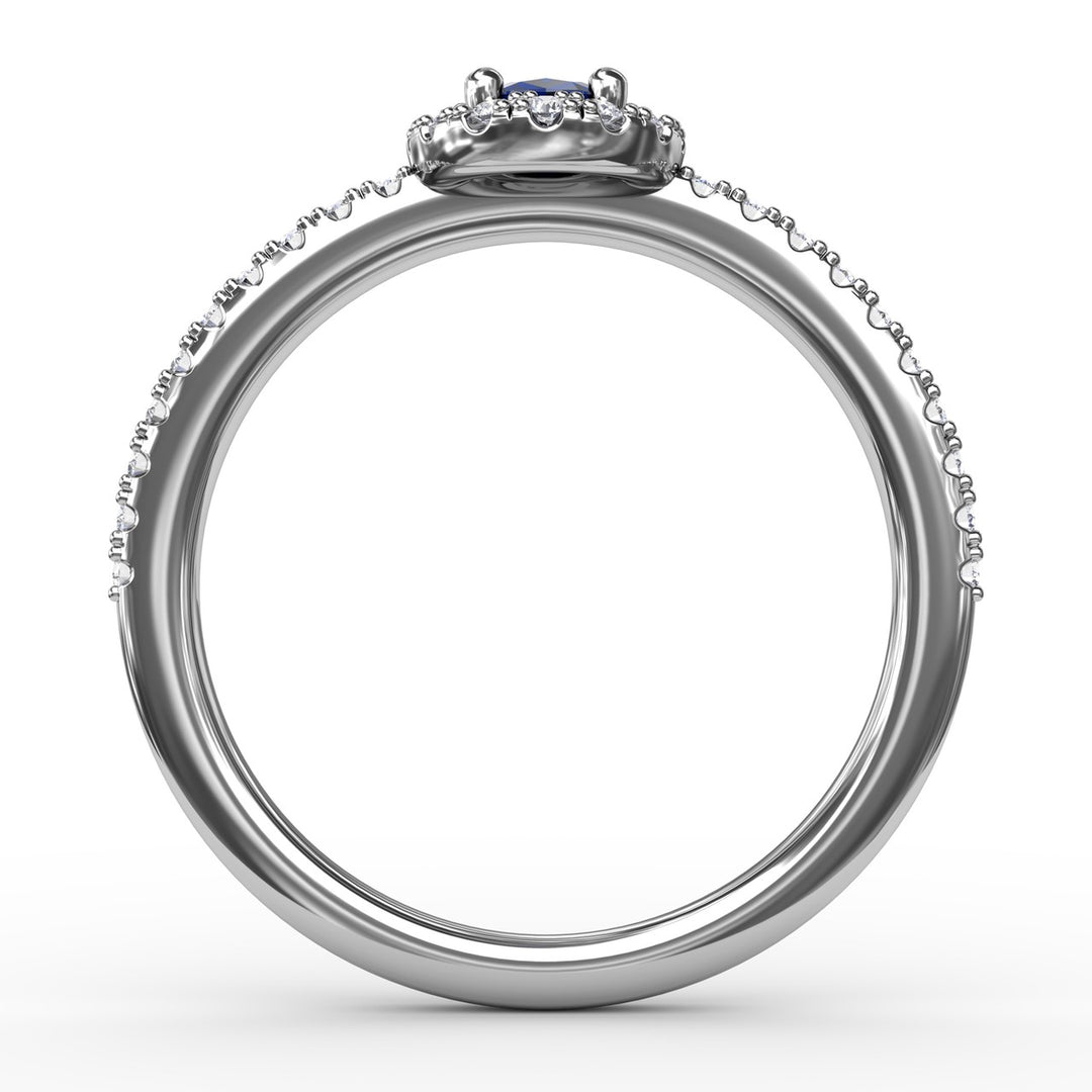 Classic Halo Sapphire and Diamond Ring