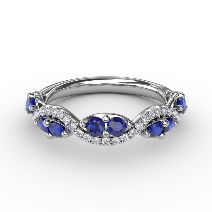 Sapphire and Diamond Twist Ring