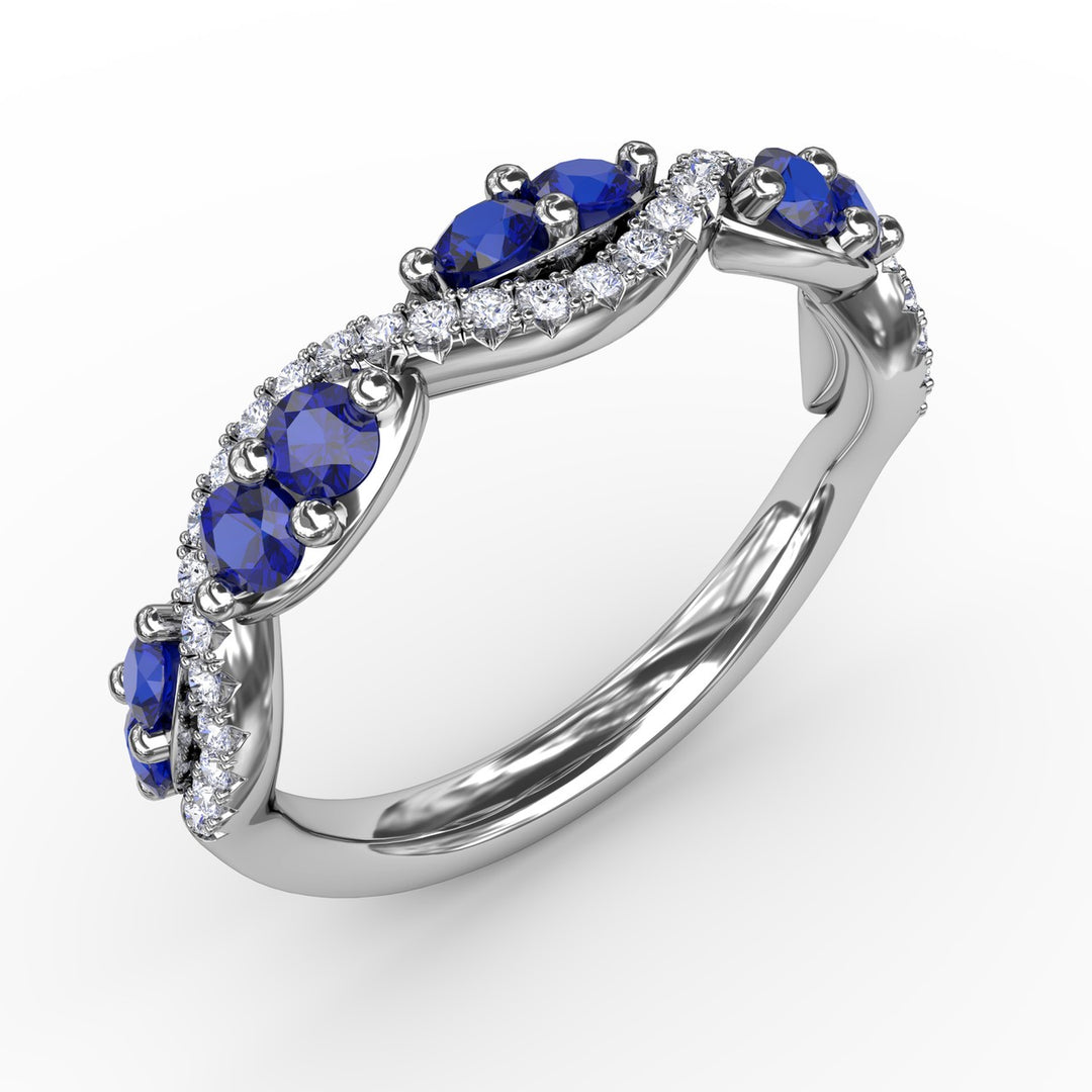 Sapphire and Diamond Twist Ring