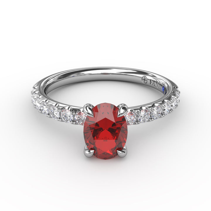 Striking Solitaire Ruby And Diamond Ring