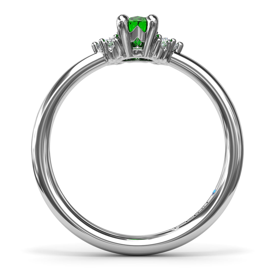 Emerald and Diamond Cluster Ring