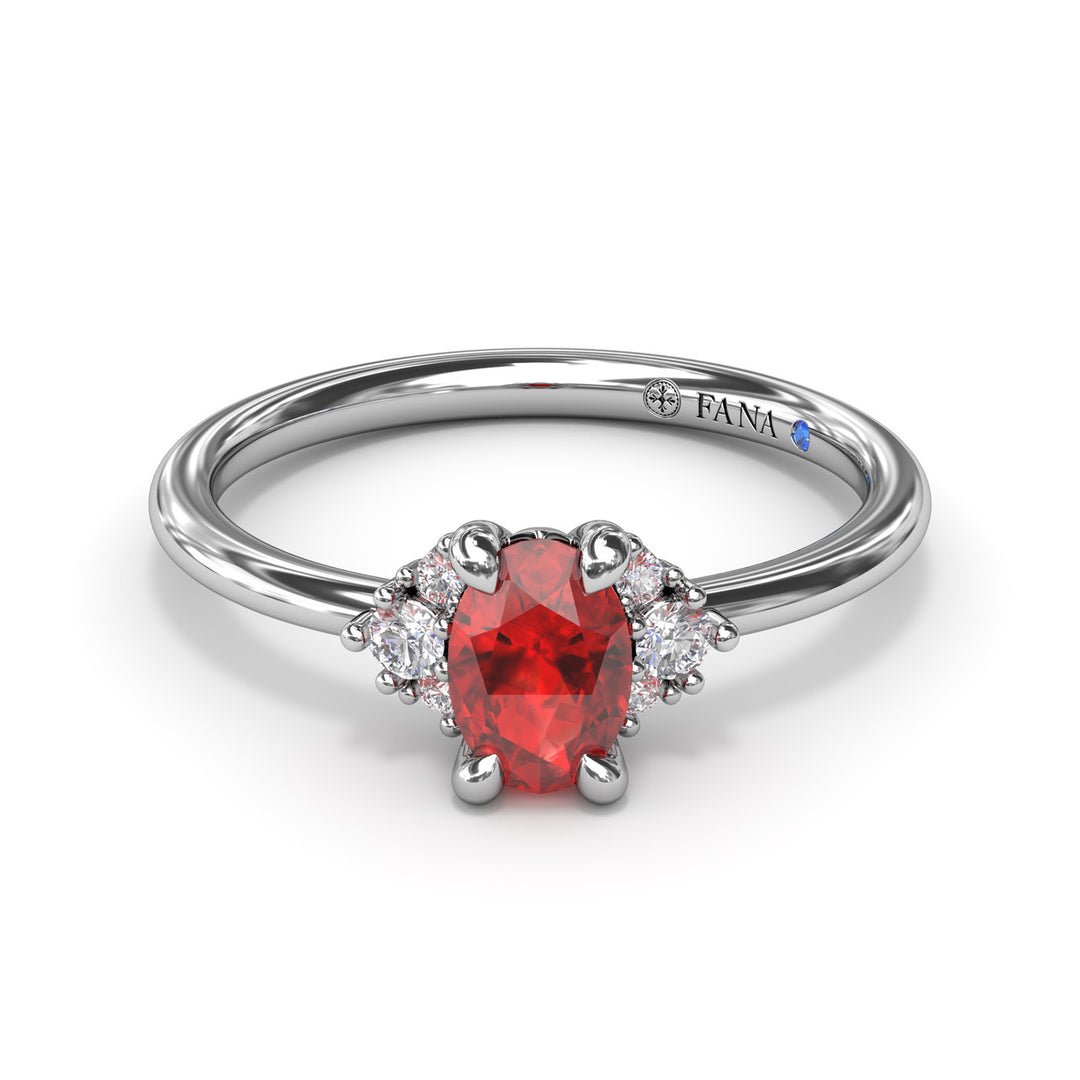 Ruby and Diamond Cluster Ring