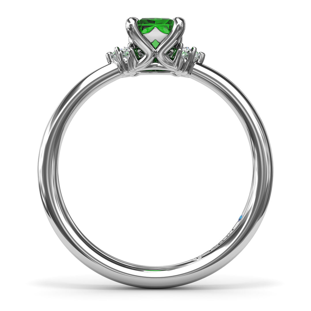 Emerald and Diamond Cluster Ring