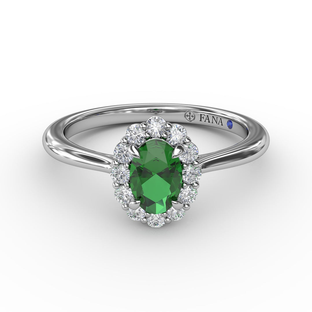 Blooming Halo Emerald and Diamond Ring