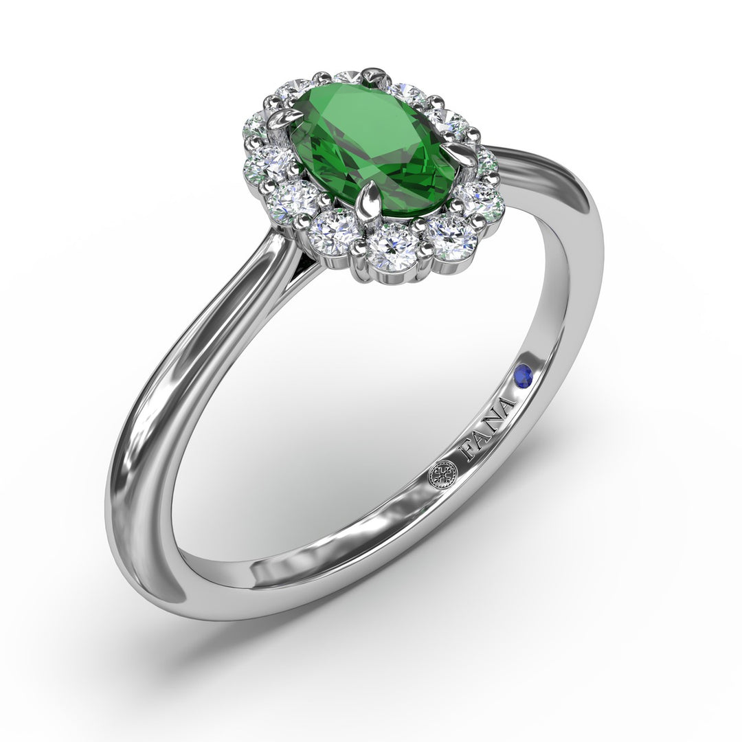 Blooming Halo Emerald and Diamond Ring