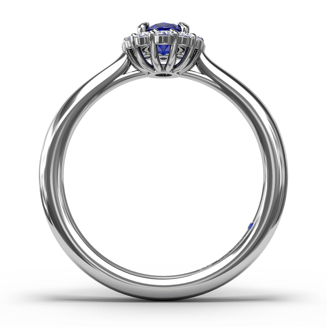 Blooming Halo Sapphire and Diamond Ring