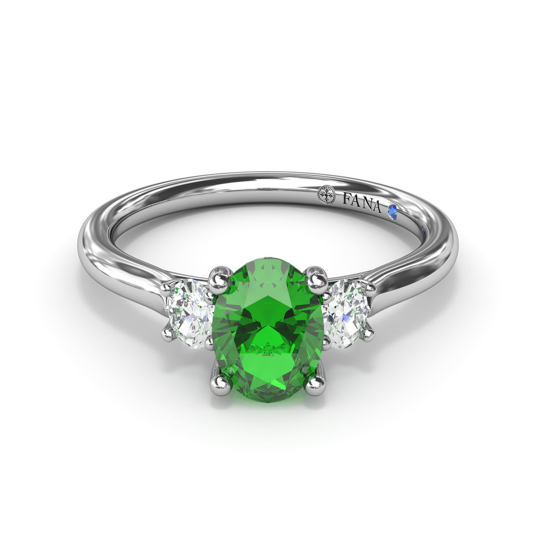 Three Stone Emerald and Diamond Ring