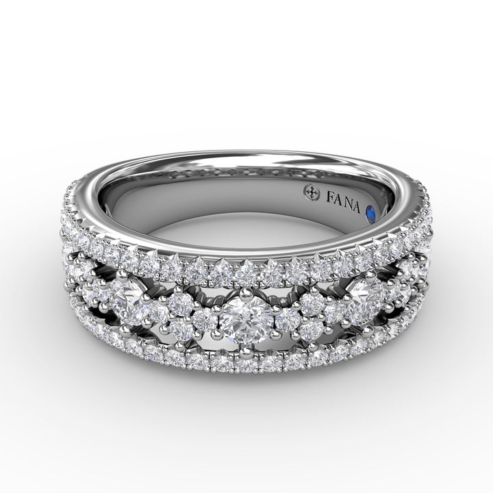 Triple-Row Diamond Patterned Band