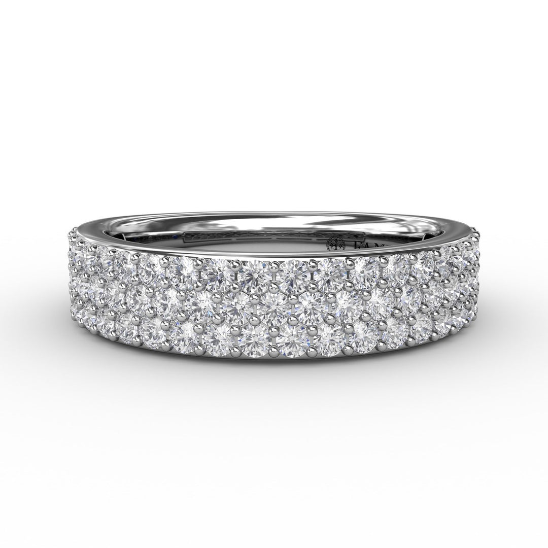 Triple Row Pave Diamond Band