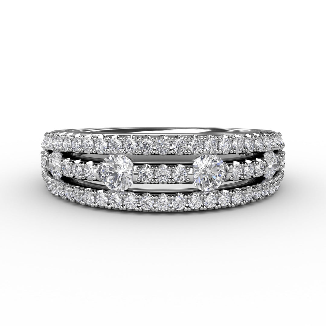 Three-Row Diamond Band