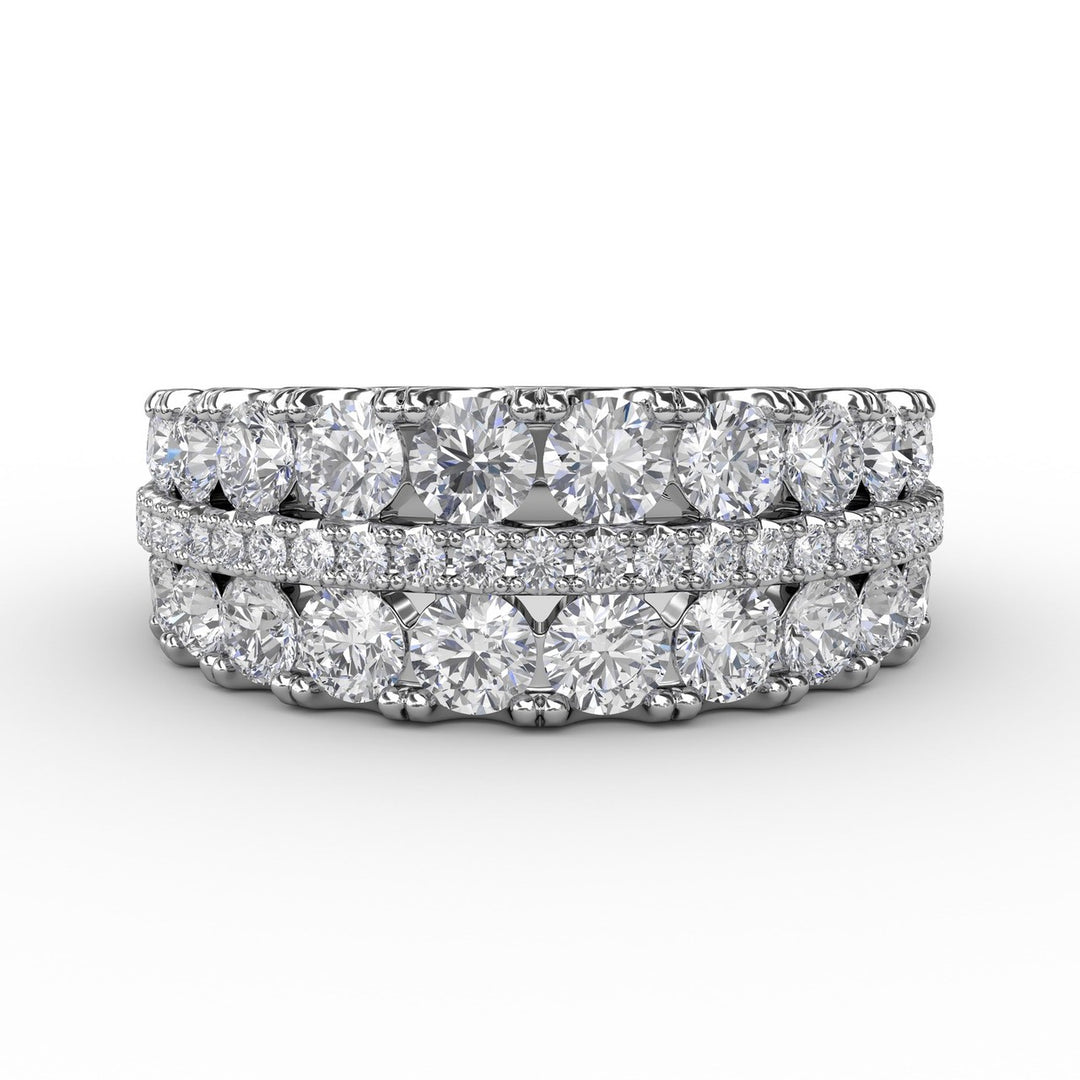 Triple-Row Round Diamond Band