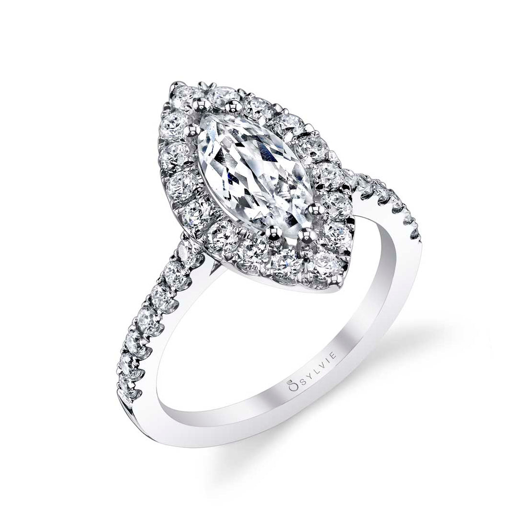 Marquise Cut Classic Halo Engagement Ring - Jacalyn