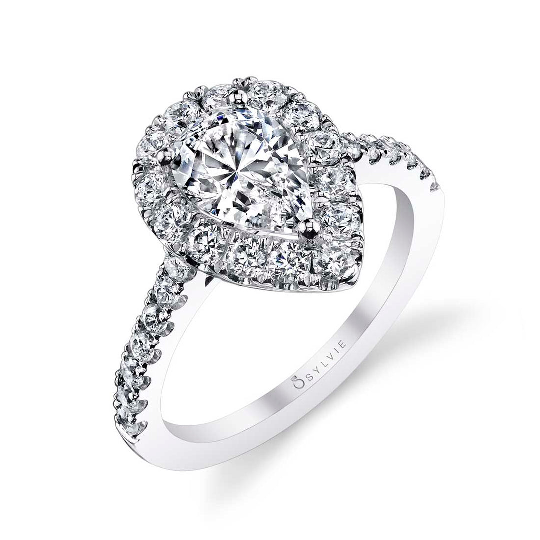 Pear Shaped Classic Halo Engagement Ring - Jacalyn