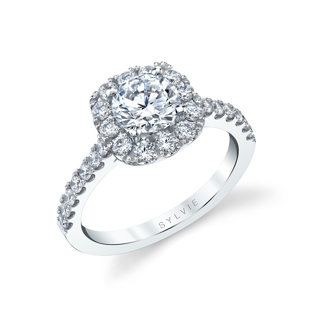 Round Cushion Cut Classic Halo Engagement Ring - Jacalyn