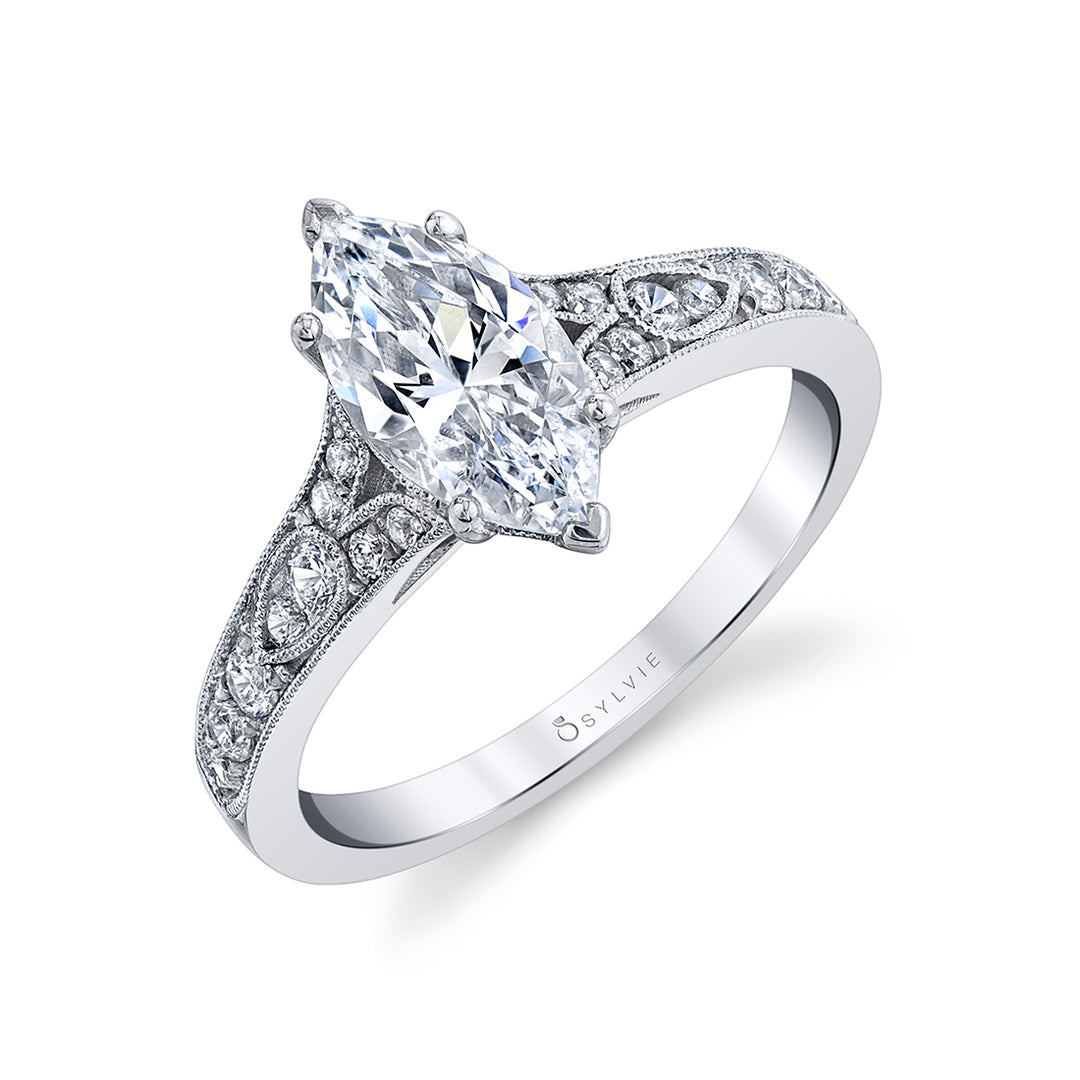 Marquise Cut Vintage Inspired Engagement Ring - Chereen