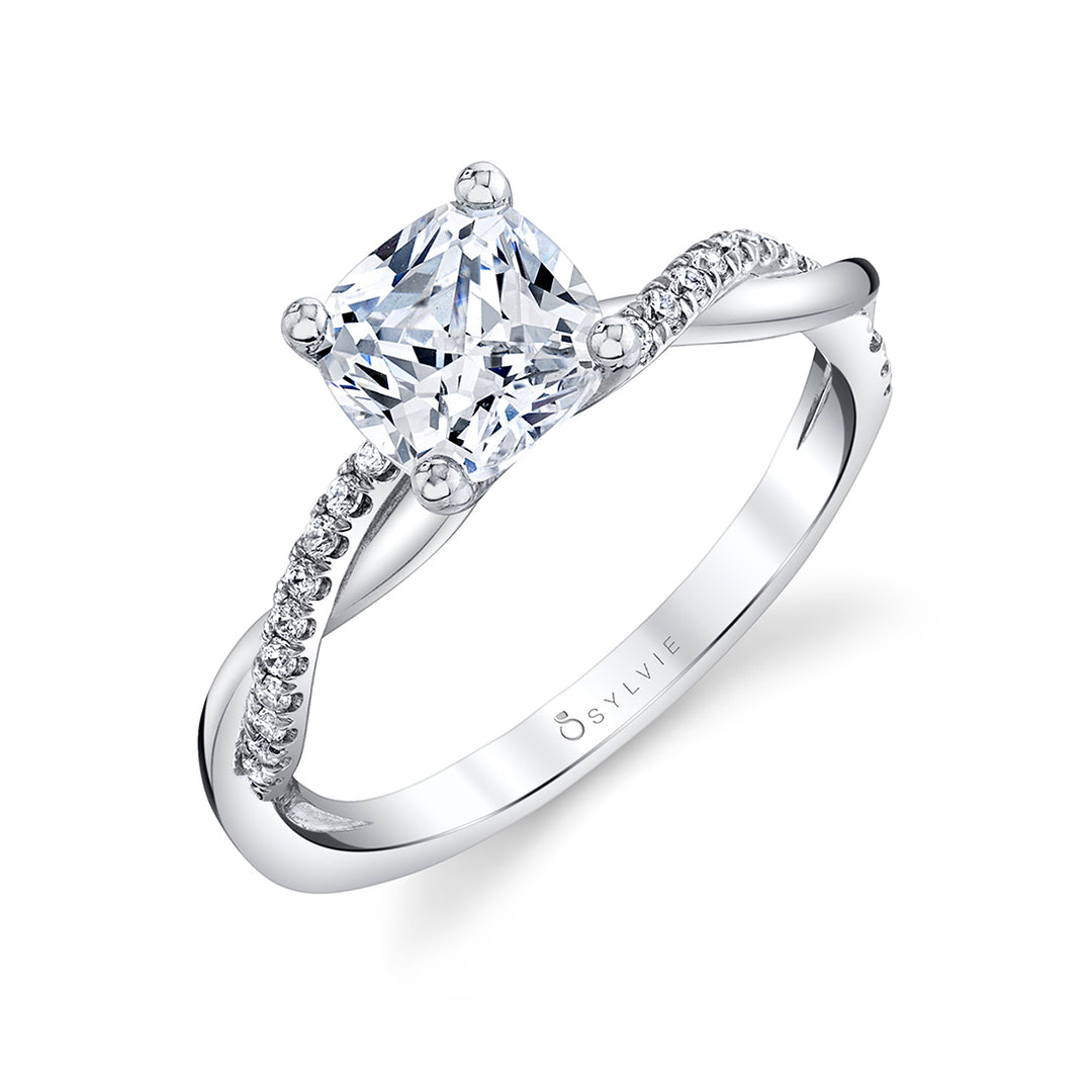 Cushion Cut Diamond Spiral Engagement Ring - Yasmine