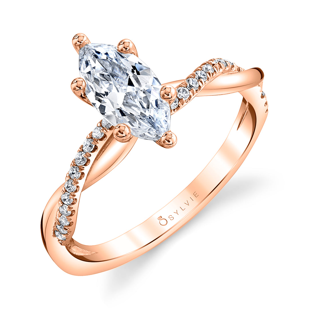 Marquise Diamond Spiral Engagement Ring - Yasmine