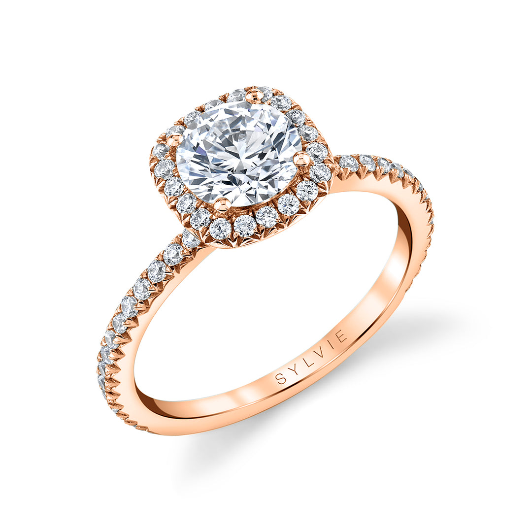 Cushion Cut Classic Halo Engagement Ring - Vivian