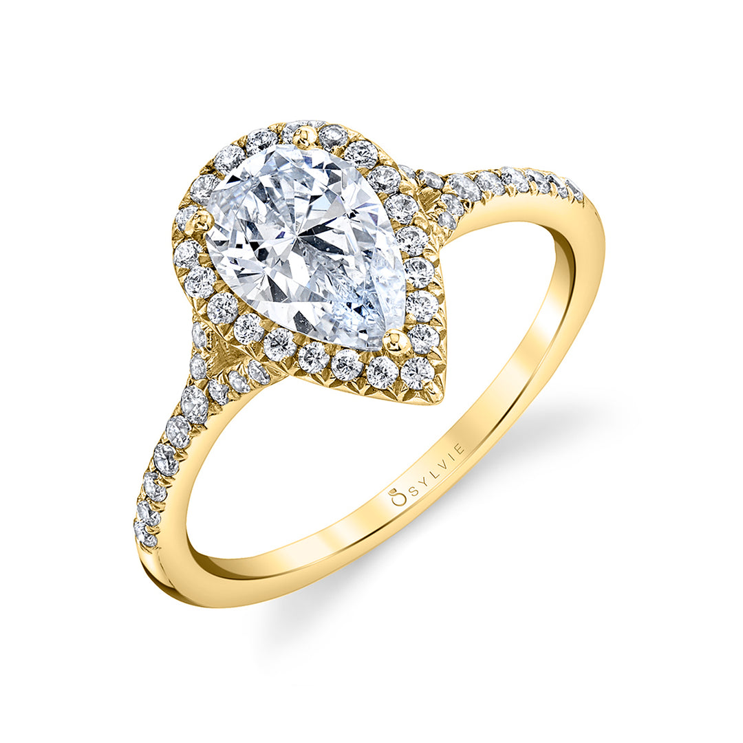 Pear Shaped Halo Engagement Ring - Alexandra