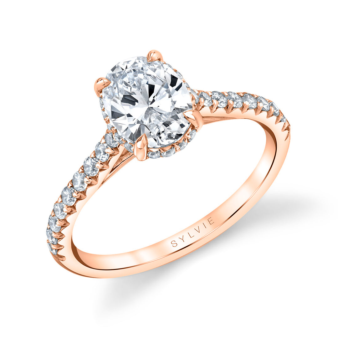 Oval Cut Classic Hidden Halo Engagement Ring - Harmonie