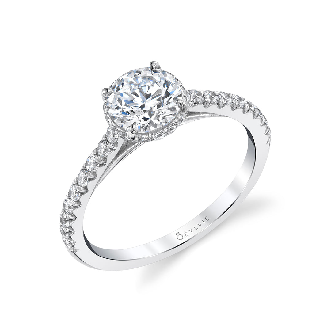 Round Cut Classic Hidden Halo Engagement Ring - Harmonie