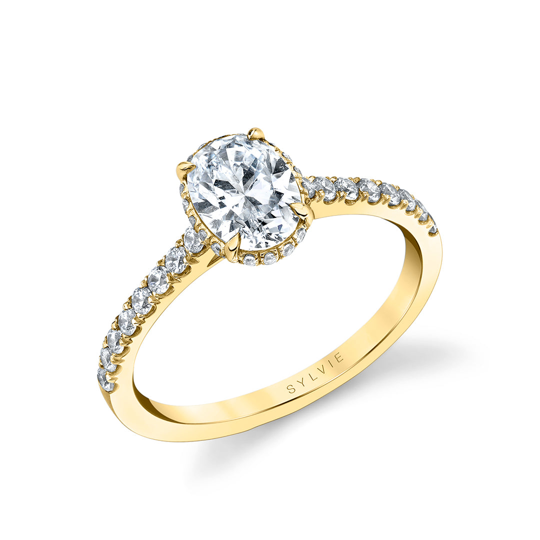 Oval Cut Classic Hidden Halo Engagement Ring - Anastasia