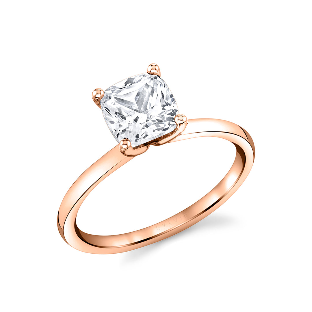 Cushion Cut Solitaire Engagement Ring - Dominique