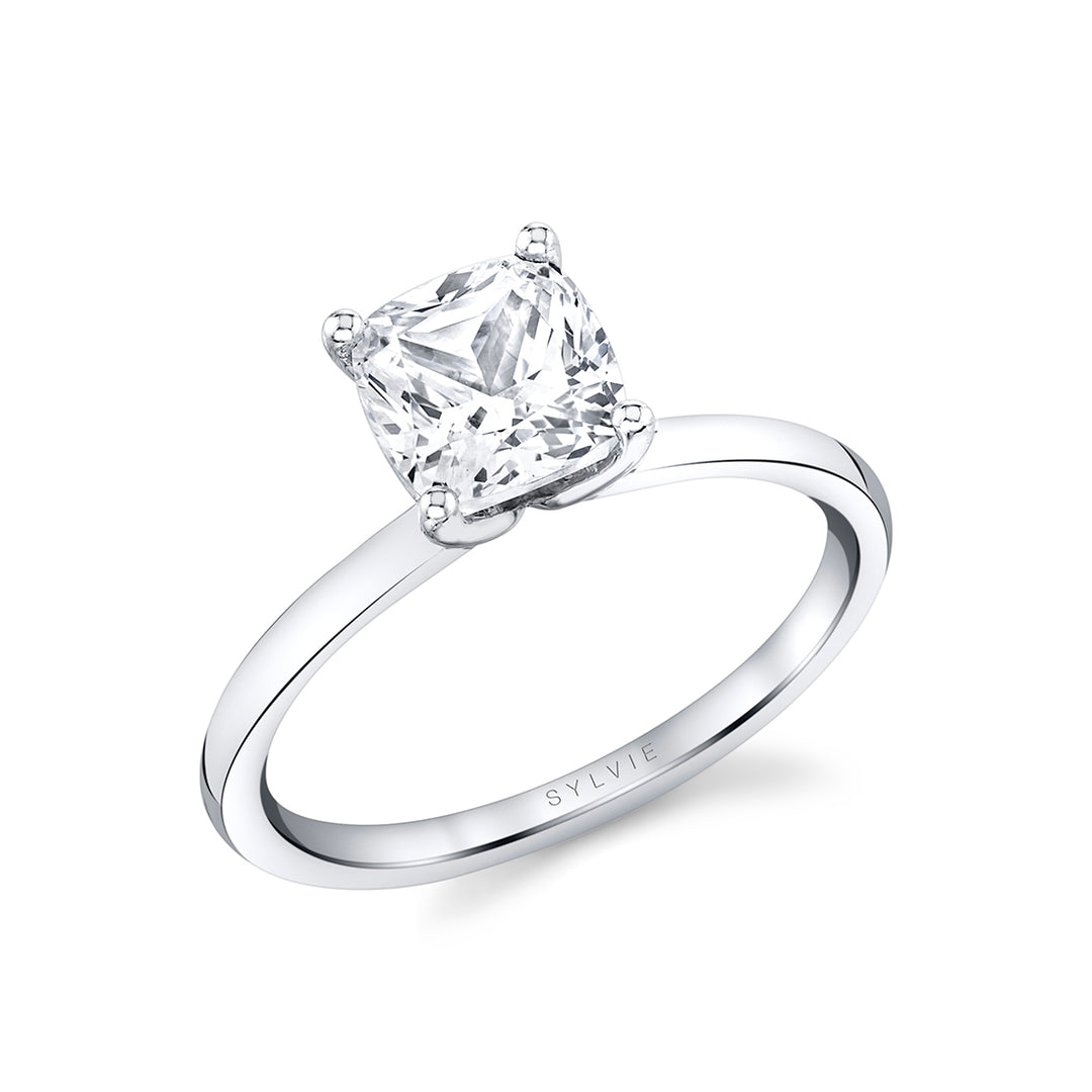 Cushion Cut Solitaire Engagement Ring - Dominique