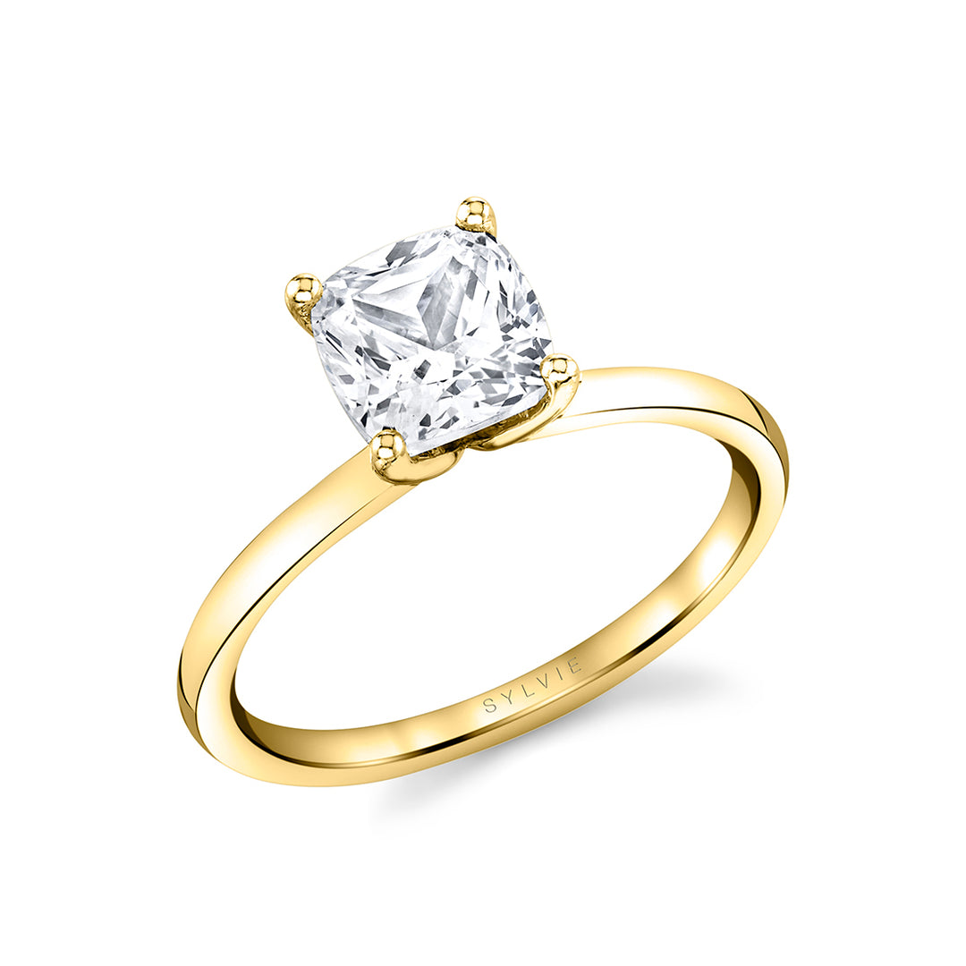 Cushion Cut Solitaire Engagement Ring - Dominique