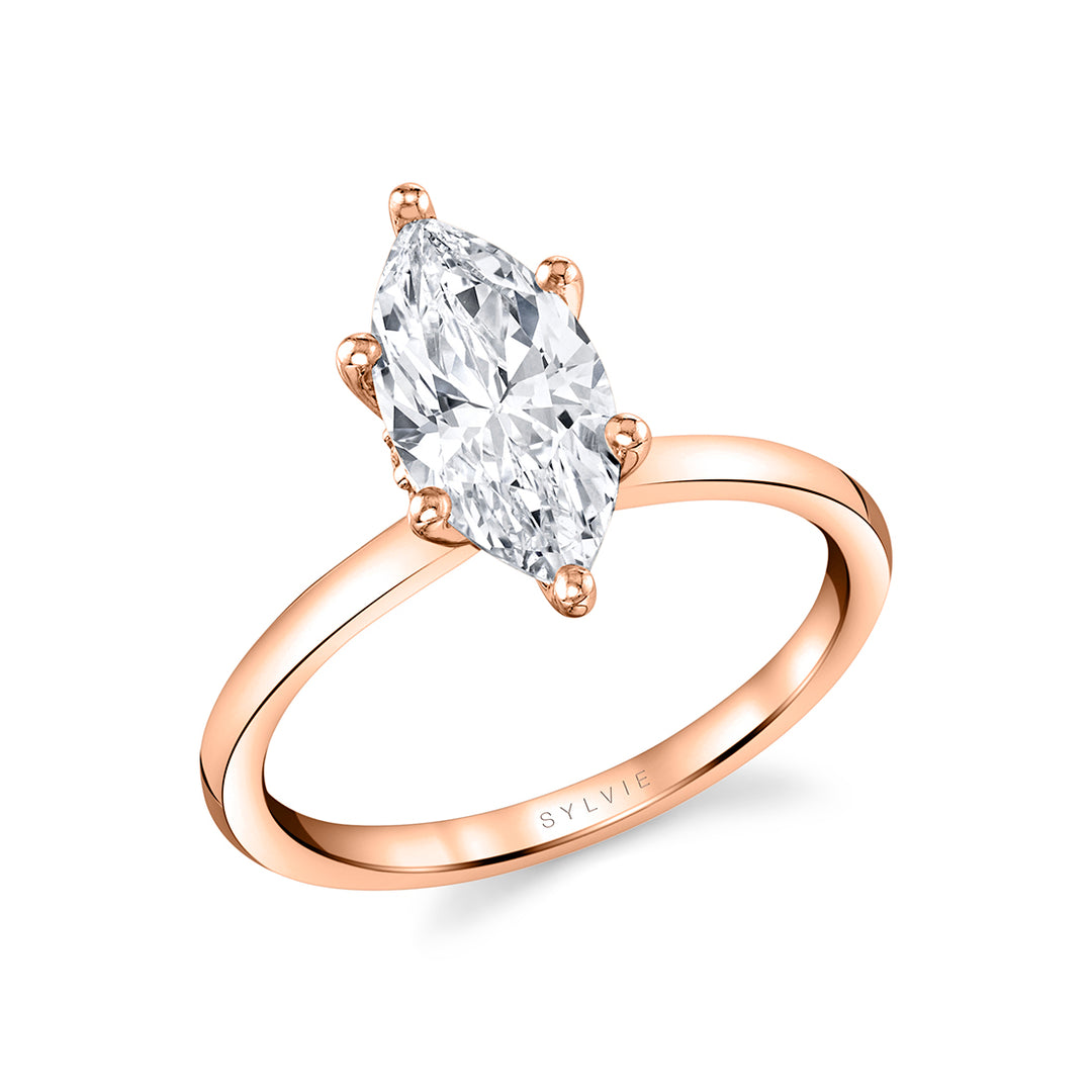 Marquise Cut Solitaire Engagement Ring - Dominique