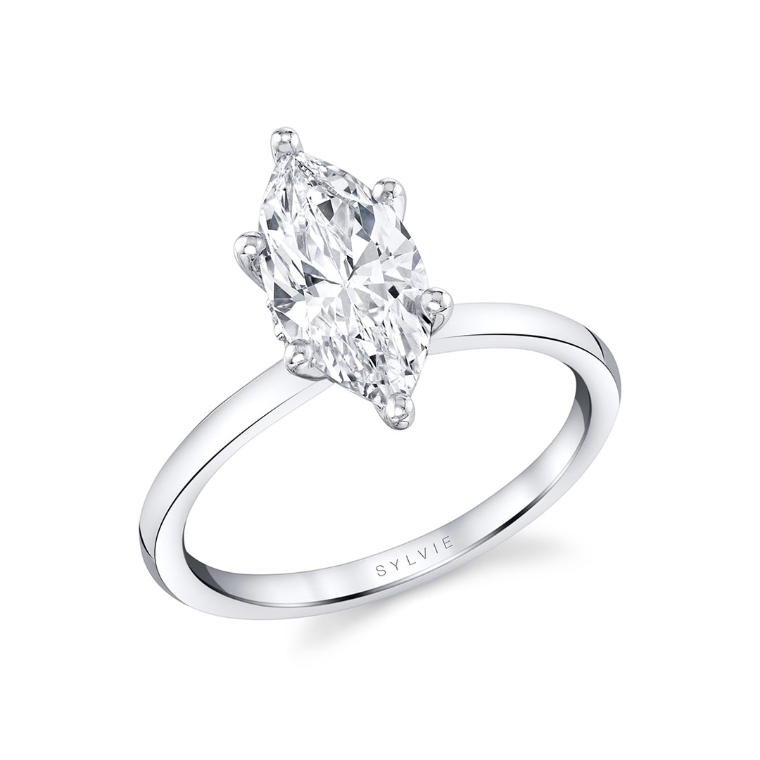 Marquise Cut Solitaire Engagement Ring - Dominique