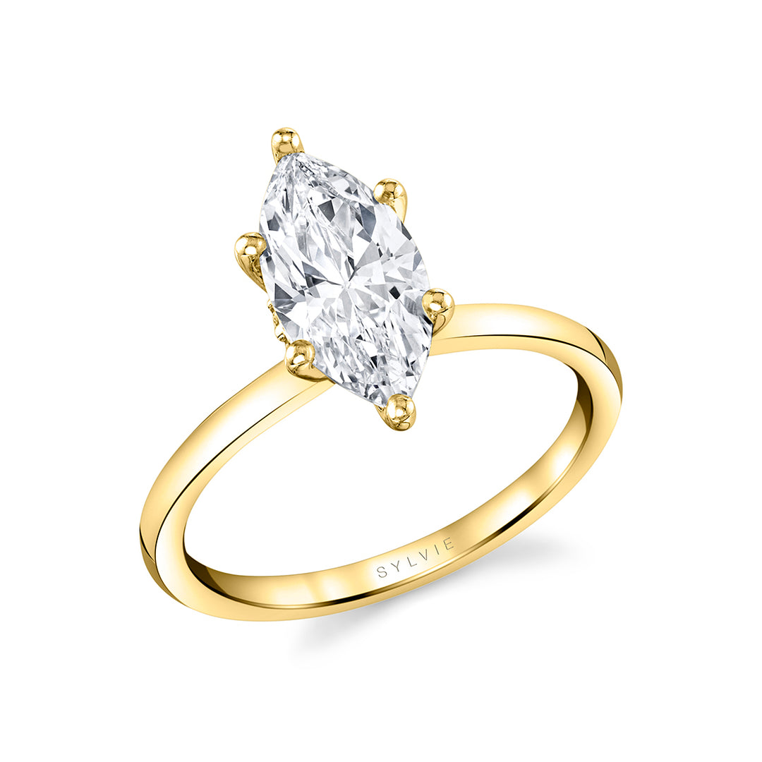 Marquise Cut Solitaire Engagement Ring - Dominique