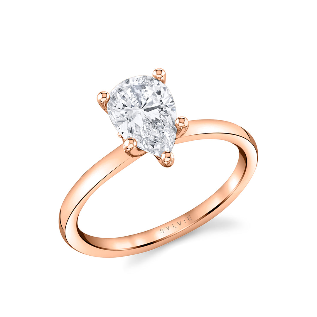 Pear Shaped Solitaire Engagement Ring - Dominique