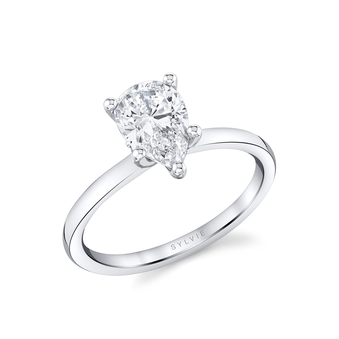 Pear Shaped Solitaire Engagement Ring - Dominique