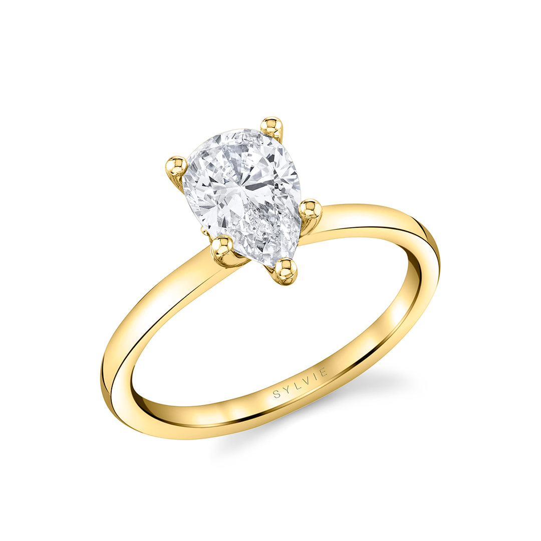 Pear Shaped Solitaire Engagement Ring - Dominique