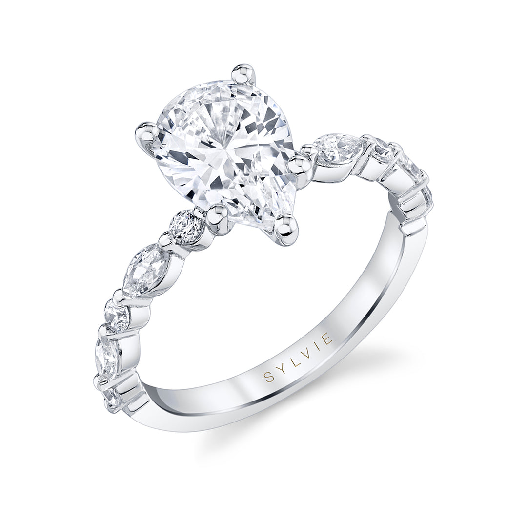 Pear Shaped Unique Engagement Ring - Felicity