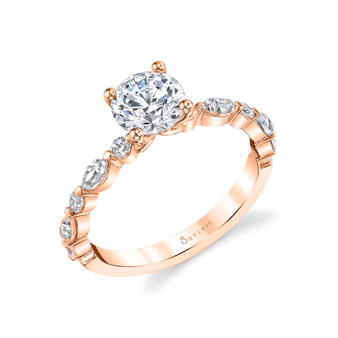 Round Cut Unique Engagement Ring - Felicity