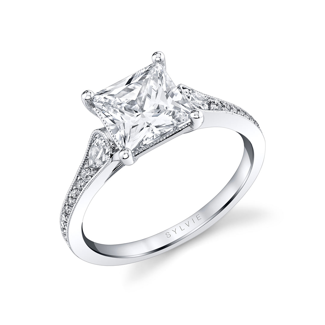 Princess Cut Unique Engagement Ring - Esmeralda