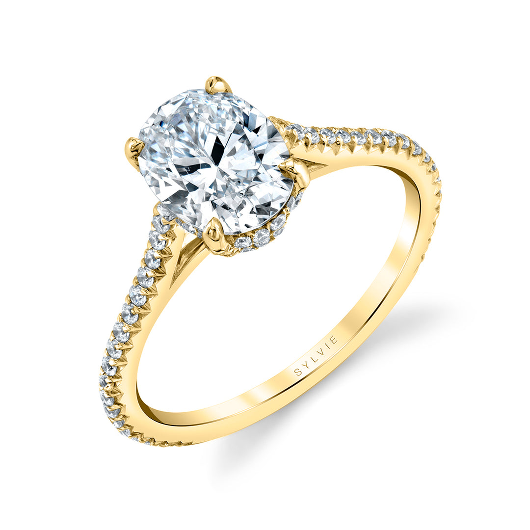 Oval Cut Classic Hidden Halo Engagement Ring - Steffi