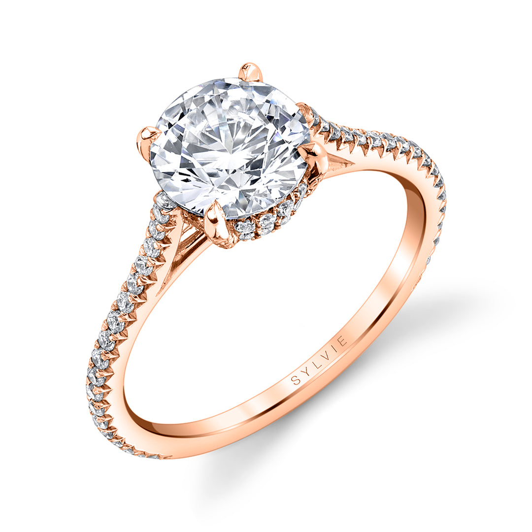 Round Cut Classic Hidden Halo Engagement Ring - Steffi